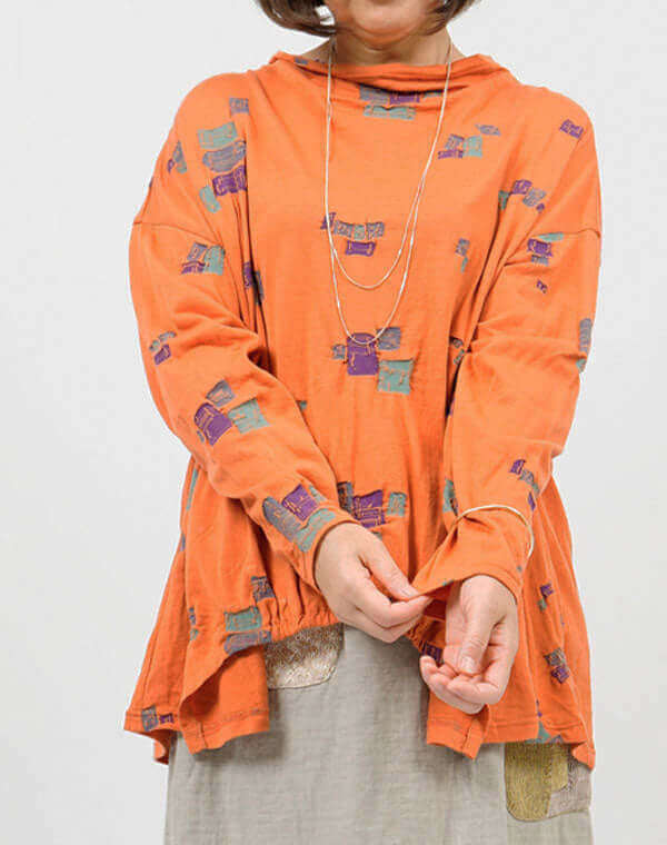 つみき柄ジャージーギャザープルオーバー / BEH07065WA