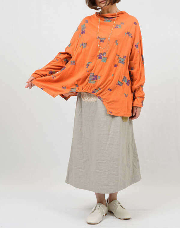 
                  
                    Load image into Gallery viewer, つみき柄ジャージーギャザープルオーバー / BEH07065WA
                  
                