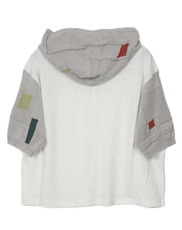 
                  
                    Load image into Gallery viewer, 綿麻ジャージーニットドッキングプルオーバー / BEH07069WA
                  
                