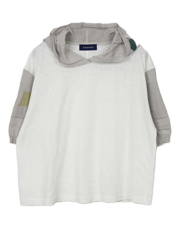 
                  
                    Load image into Gallery viewer, 綿麻ジャージーニットドッキングプルオーバー / BEH07069WA
                  
                