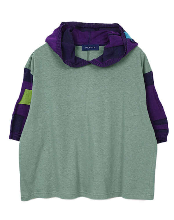 綿麻ジャージーニットドッキングプルオーバー / BEH07069WA