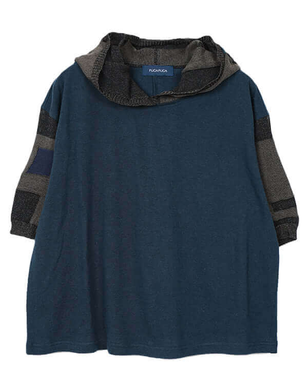 
                  
                    Load image into Gallery viewer, 綿麻ジャージーニットドッキングプルオーバー / BEH07069WA
                  
                