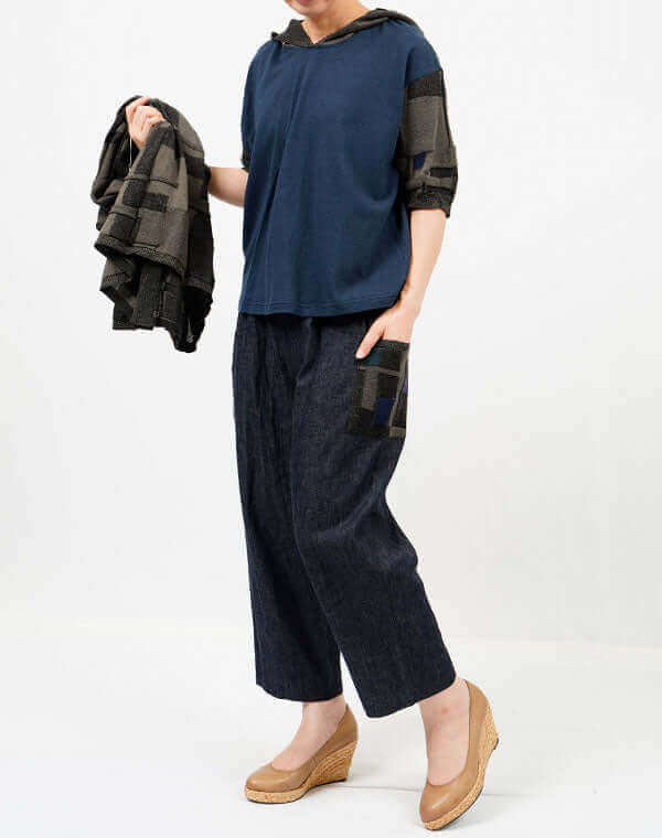 
                  
                    Load image into Gallery viewer, 綿麻ジャージーニットドッキングプルオーバー / BEH07069WA
                  
                