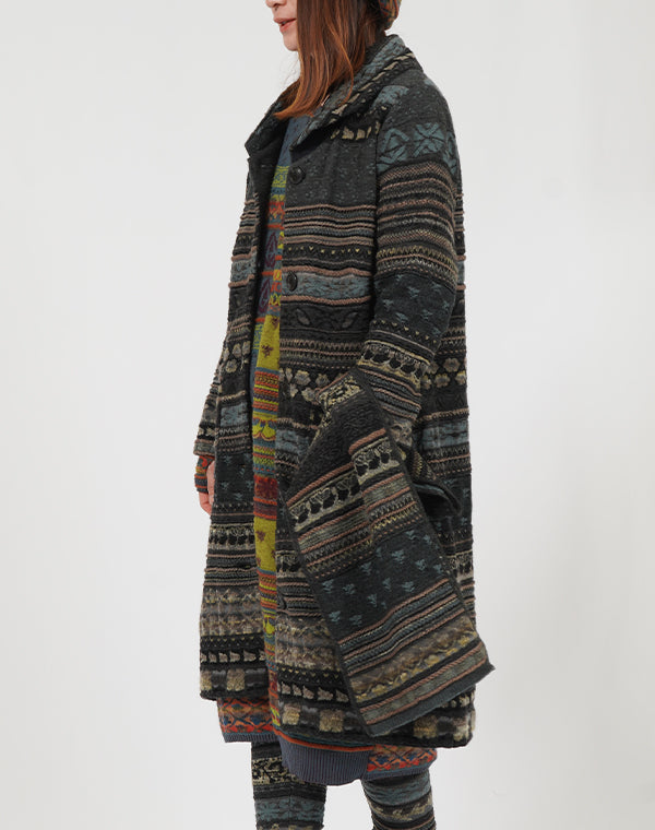 
                  
                    Load image into Gallery viewer, アンティークジャカードニットコート / BEF01605WA
                  
                