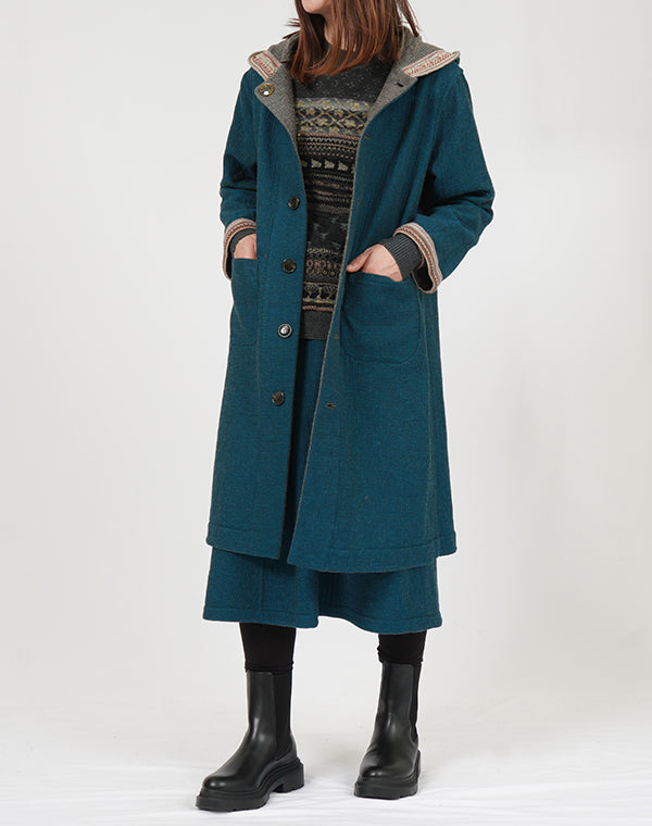 
                  
                    Load image into Gallery viewer, ウールコットンリバーシブルフーディーコート / BEF01665WA
                  
                