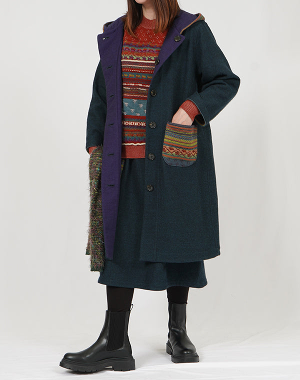 
                  
                    Load image into Gallery viewer, ウールコットンリバーシブルフーディーコート / BEF01665WA
                  
                