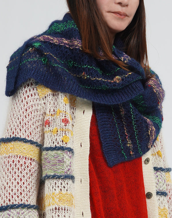 
                  
                    Load image into Gallery viewer, モヘアメッシュジャカードショール / BEA01447WA
                  
                