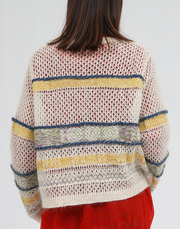 
                  
                    Load image into Gallery viewer, モヘアメッシュジャカードカーディガン / BEA01446WA
                  
                