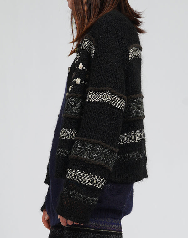 
                  
                    Load image into Gallery viewer, モヘアメッシュジャカードカーディガン / BEA01446WA
                  
                