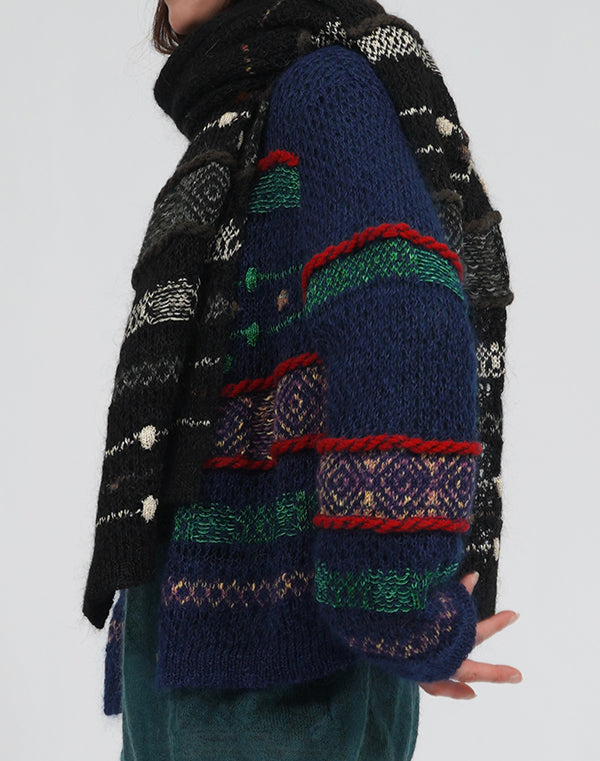 
                  
                    Load image into Gallery viewer, モヘアメッシュジャカードカーディガン / BEA01446WA
                  
                