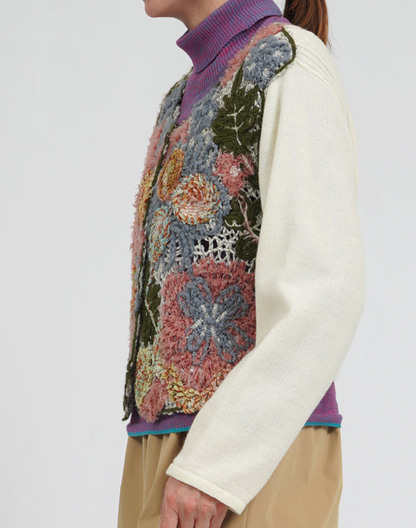 
                  
                    Load image into Gallery viewer, ニットドッキング花々刺繍カーディガン / BEA01456WA
                  
                