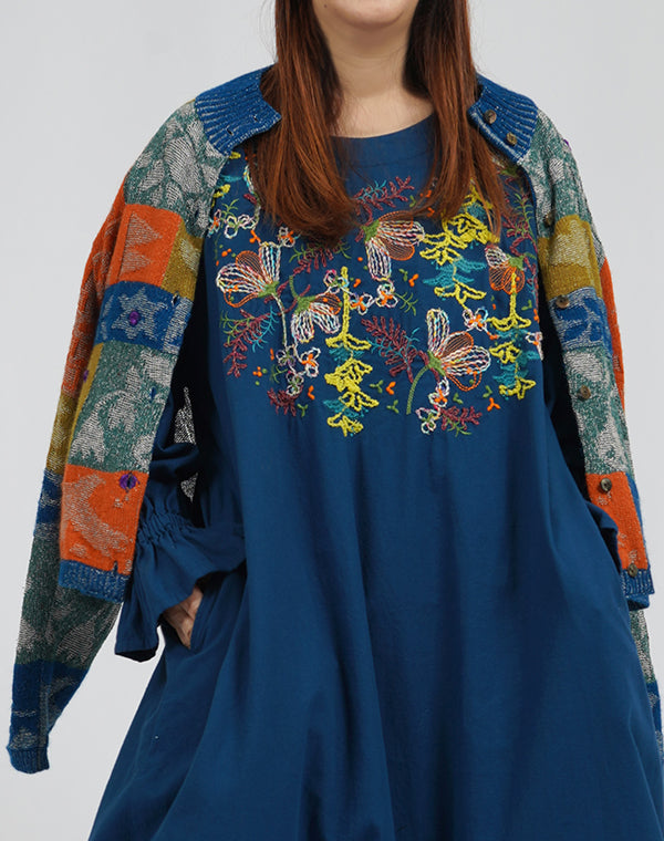 
                  
                    Load image into Gallery viewer, 起毛コットン花刺繍ワンピース / BEA01500WA
                  
                