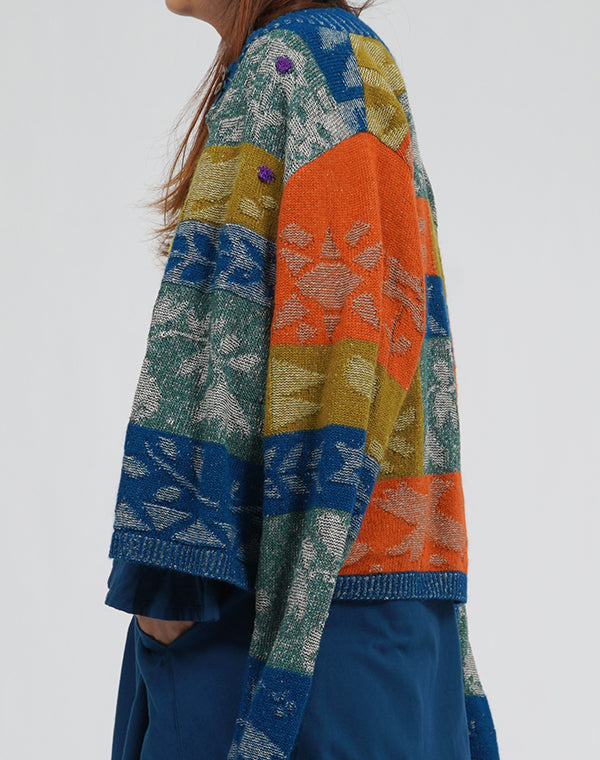 
                  
                    Load image into Gallery viewer, トライバル柄ハイネックカーディガン / BEA01439WA
                  
                