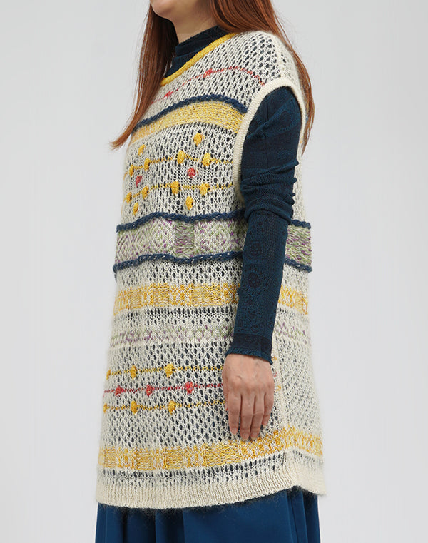 
                  
                    Load image into Gallery viewer, モヘアメッシュジャカードベスト / BEA01445WA
                  
                