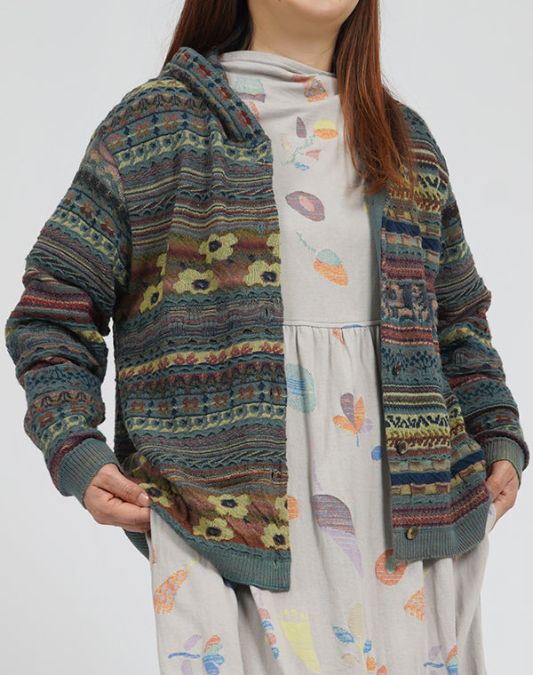 
                  
                    Load image into Gallery viewer, 実りの森切替フーディーカーディガン / BEA01405WA
                  
                