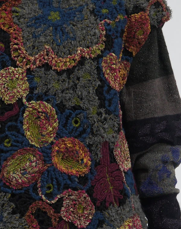 
                  
                    Load image into Gallery viewer, ニットドッキング花々刺繍ベスト / BEA01455WA
                  
                