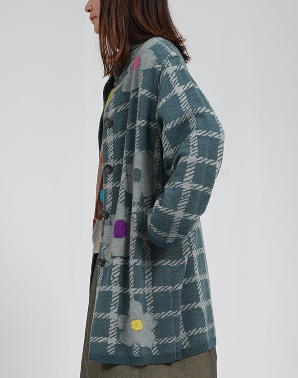 
                  
                    Load image into Gallery viewer, チェックフラワー圧縮ニットコート / BEA01423WA
                  
                