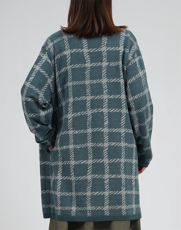 
                  
                    Load image into Gallery viewer, チェックフラワー圧縮ニットコート / BEA01423WA
                  
                