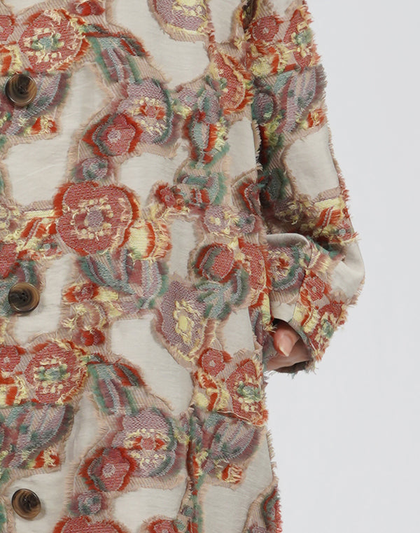 
                  
                    Load image into Gallery viewer, 花の種フリンジスタンドカラーコート / BEA01488WA
                  
                