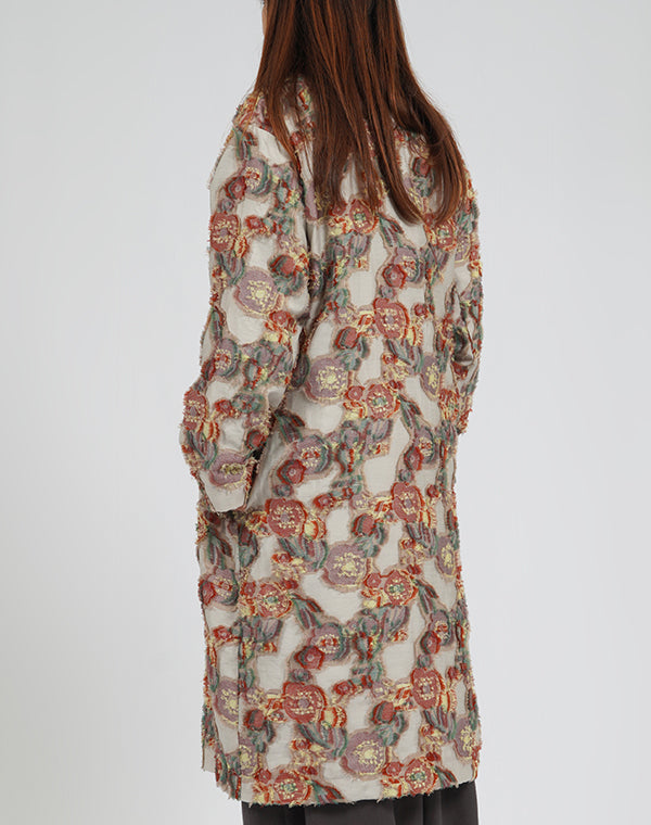 
                  
                    Load image into Gallery viewer, 花の種フリンジスタンドカラーコート / BEA01488WA
                  
                