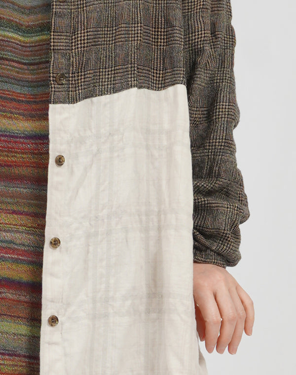 
                  
                    Load image into Gallery viewer, チェックコンビネーションシャツワンピース / BEA07467WA
                  
                