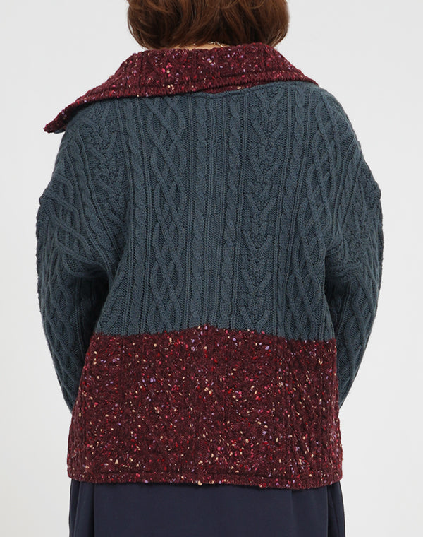 
                  
                    Load image into Gallery viewer, モザイク柄ハイネックカーディガン / BEA07423WA
                  
                