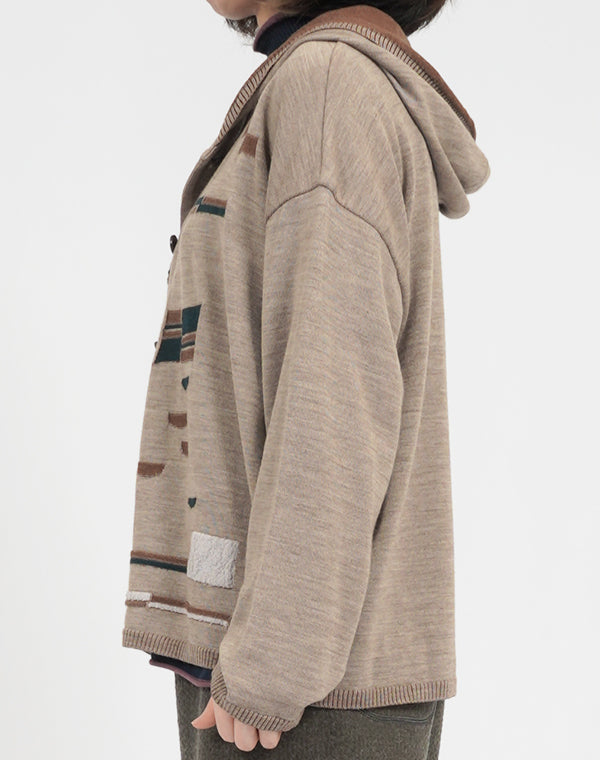 
                  
                    Load image into Gallery viewer, 光と影柄フード付きカーディガン / BEA07433WA
                  
                