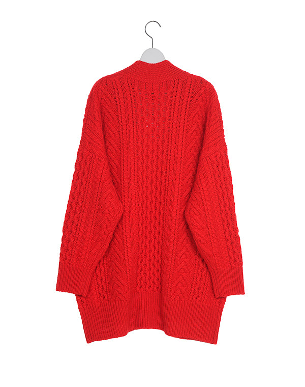 
                  
                    Load image into Gallery viewer, Women BLUEFACE ARAN BIG CARDIGAN / 308335242001
                  
                