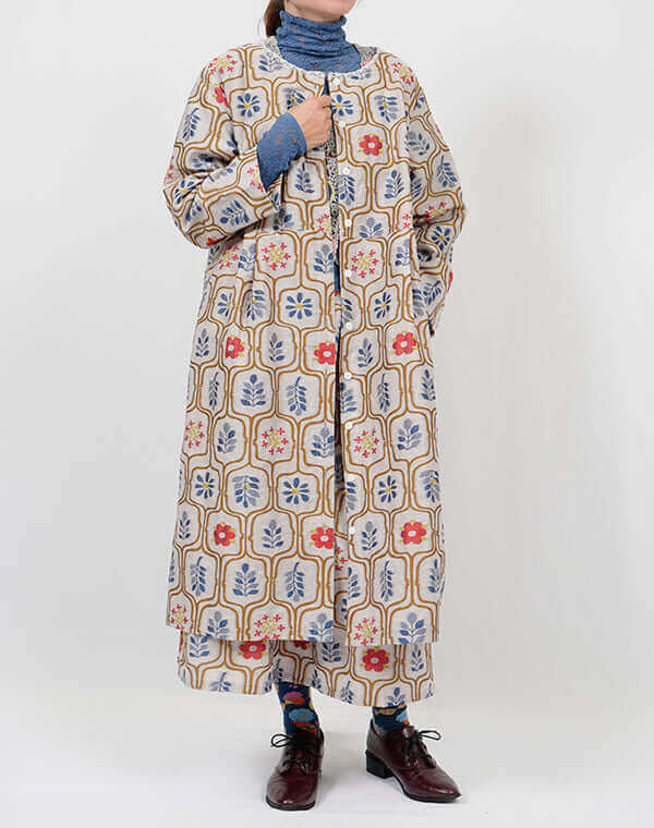 リーフ柄ジャカード前開きワンピース / BEH01070WA