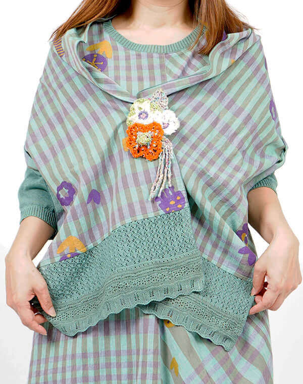 つぼみチェックショール / BEH01067WA