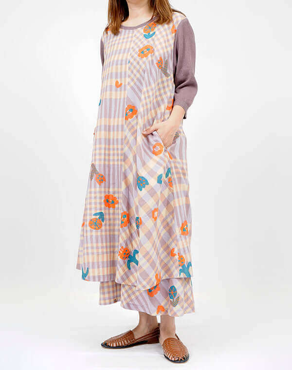 つぼみチェック切替ワンピース / BEH01064WA