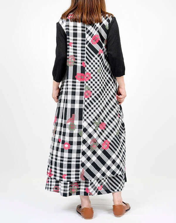 
                  
                    Load image into Gallery viewer, つぼみチェック切替ワンピース / BEH01064WA
                  
                