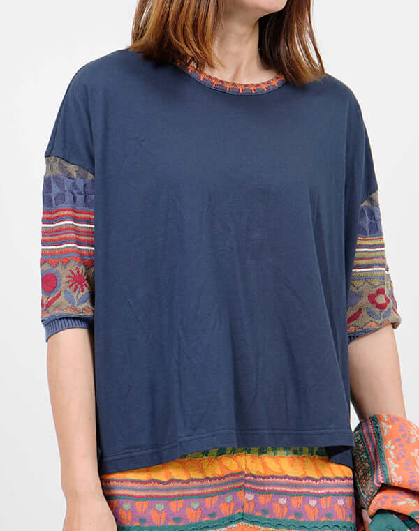 ジャカードニットワイドTシャツ / BEH01106WA