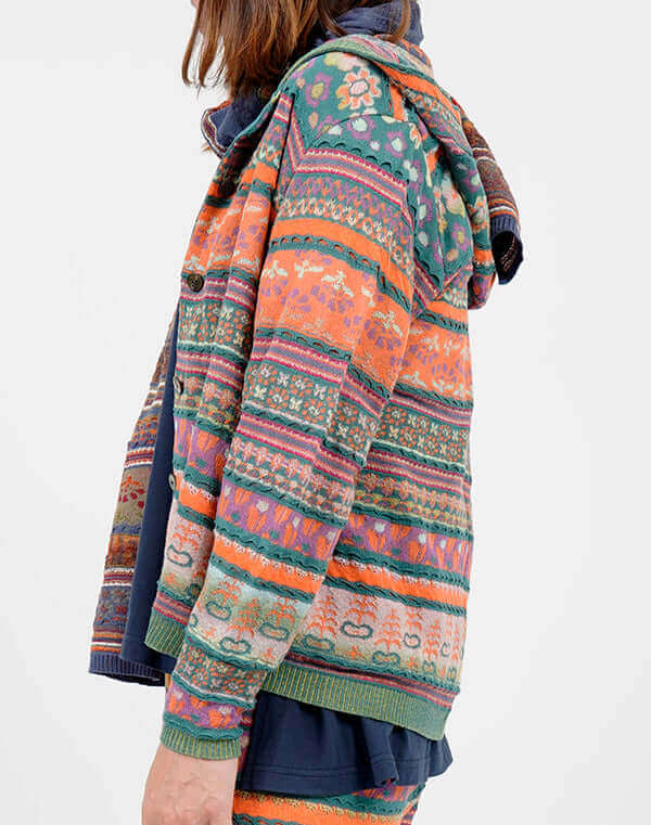 
                  
                    Load image into Gallery viewer, 花畑ジャカードフーディーカーディガン / BEH01004WA
                  
                