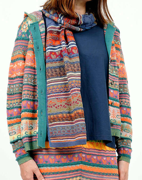 
                  
                    Load image into Gallery viewer, 花畑ジャカードニットストール / BEH01007WA
                  
                