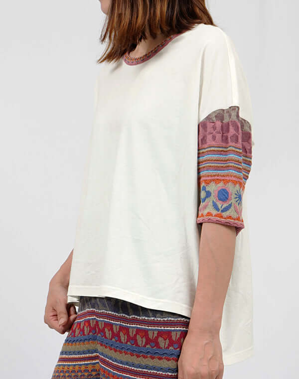 
                  
                    Load image into Gallery viewer, ジャカードニットワイドTシャツ / BEH01106WA
                  
                