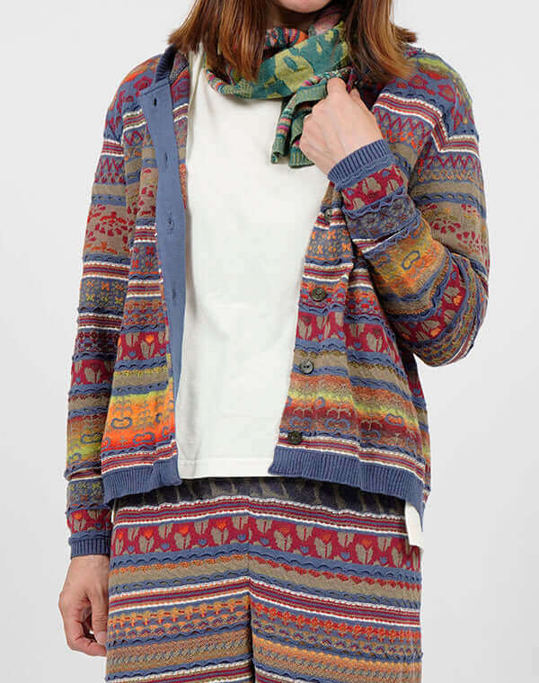 
                  
                    Load image into Gallery viewer, 花畑ジャカードフーディーカーディガン / BEH01004WA
                  
                