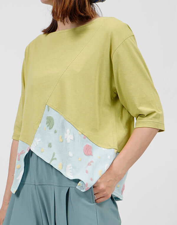 
                  
                    Load image into Gallery viewer, ガーデン柄切替Tシャツ / BEH01108WA
                  
                