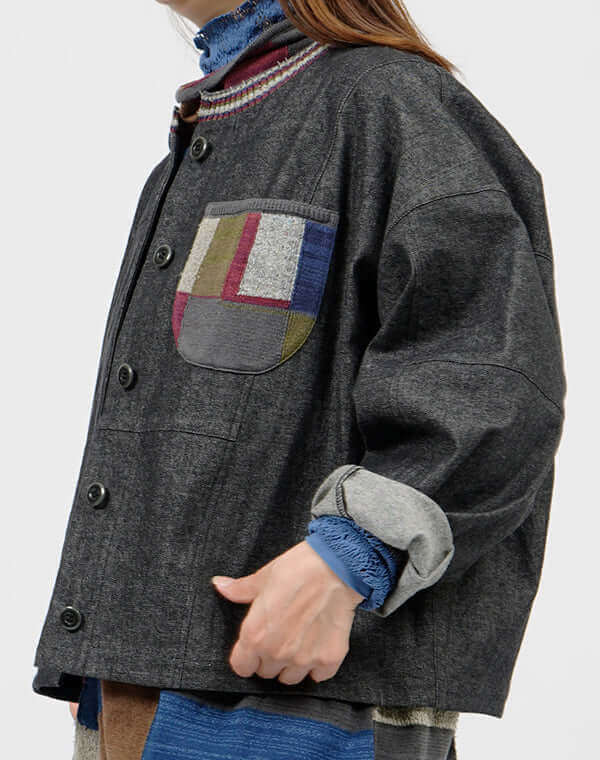 
                  
                    Load image into Gallery viewer, デニムパッチワークジャケット / BEH01084WA
                  
                