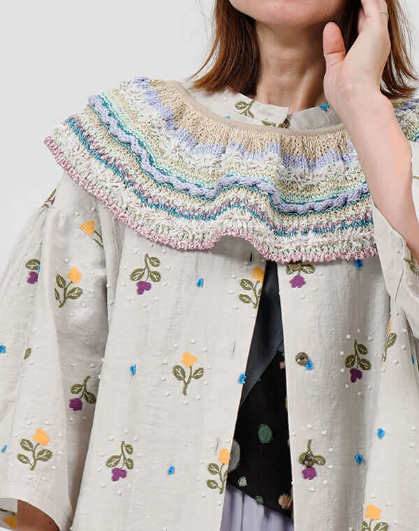 
                  
                    Load image into Gallery viewer, ウェーブレースニットカラー / BEH01043WA
                  
                