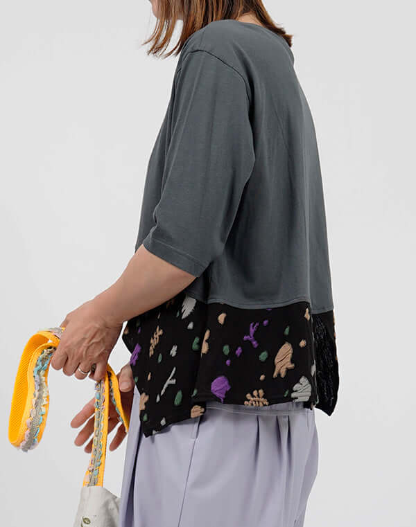 
                  
                    Load image into Gallery viewer, ガーデン柄切替Tシャツ / BEH01108WA
                  
                