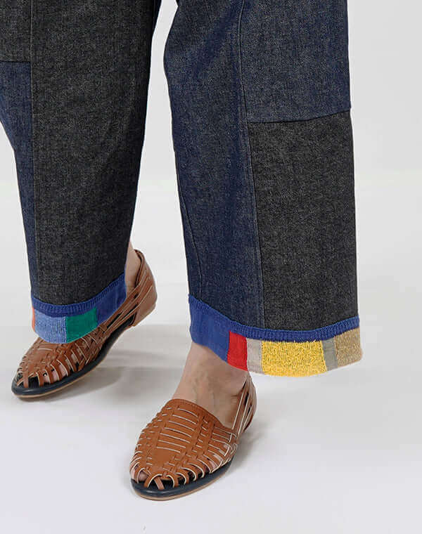 
                  
                    Load image into Gallery viewer, デニムパッチワークパンツ / BEH01086WA
                  
                