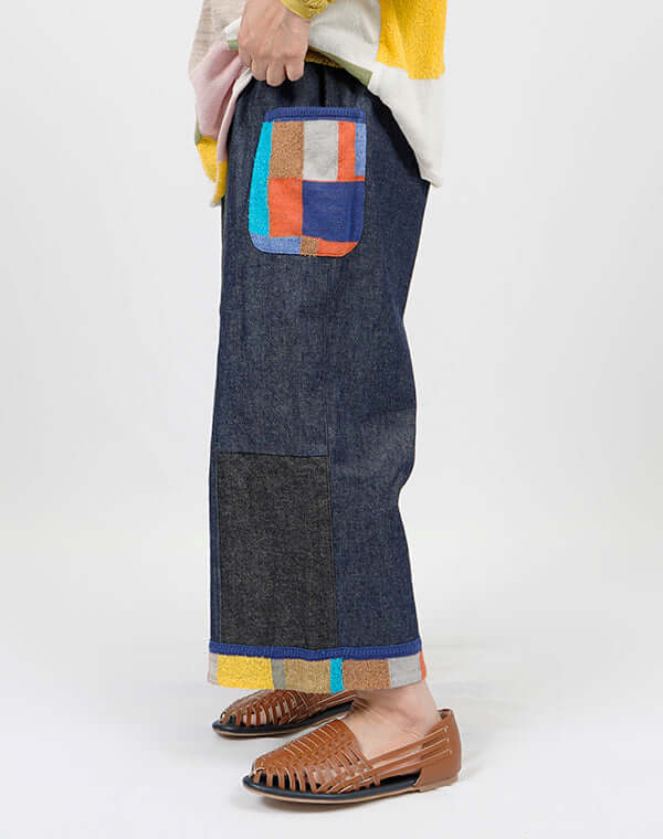 
                  
                    Load image into Gallery viewer, デニムパッチワークパンツ / BEH01086WA
                  
                