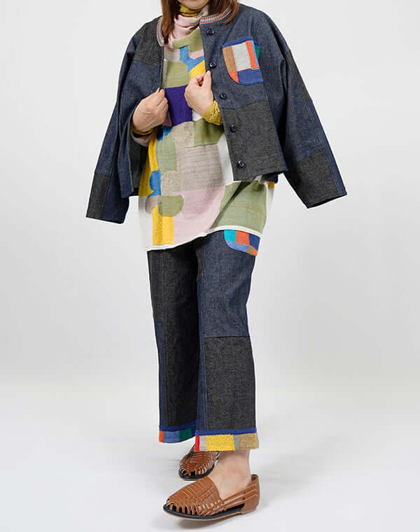 
                  
                    Load image into Gallery viewer, デニムパッチワークジャケット / BEH01084WA
                  
                