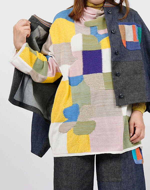 
                  
                    Load image into Gallery viewer, デニムパッチワークジャケット / BEH01084WA
                  
                