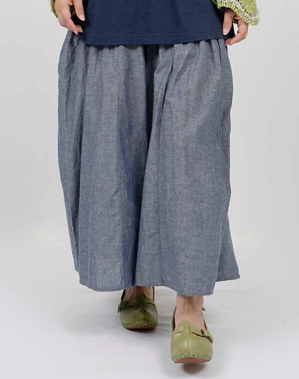 
                  
                    Load image into Gallery viewer, 綿麻シャンブレーギャザーパンツ / BEH01094WA
                  
                