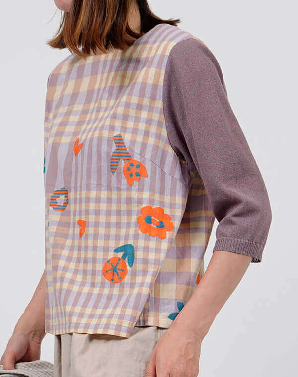 
                  
                    Load image into Gallery viewer, つぼみチェックブラウス / BEH01063WA
                  
                