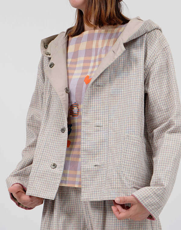 
                  
                    Load image into Gallery viewer, 綿麻リバーシブルフーディージャケット / BEH01054WA
                  
                