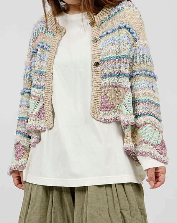 
                  
                    Load image into Gallery viewer, ウェーブレースニットカーディガン / BEH01041WA
                  
                