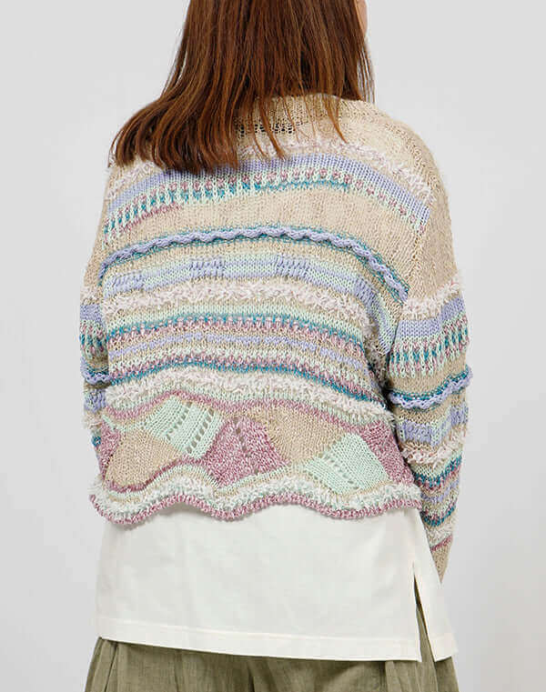 
                  
                    Load image into Gallery viewer, ウェーブレースニットカーディガン / BEH01041WA
                  
                